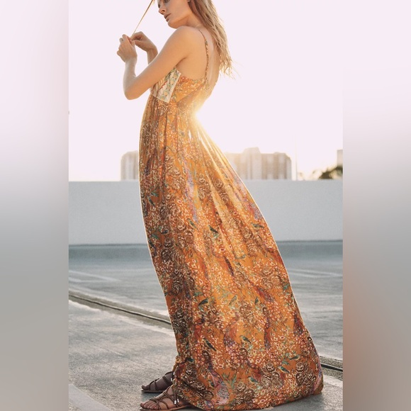 🌺 NWT! Anthropologie Raga Embroidered Boho Parkland Maxi Dress - Picture 4 of 16